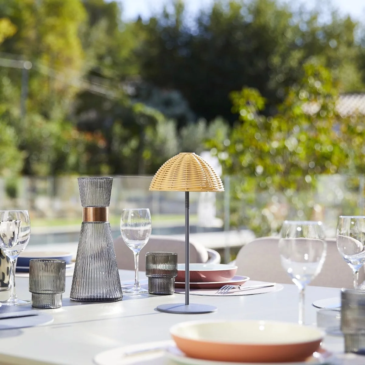 Настільна лампа Lumisky Faroe Wireless Polyrattan Dimmable 30 см White, фото №5