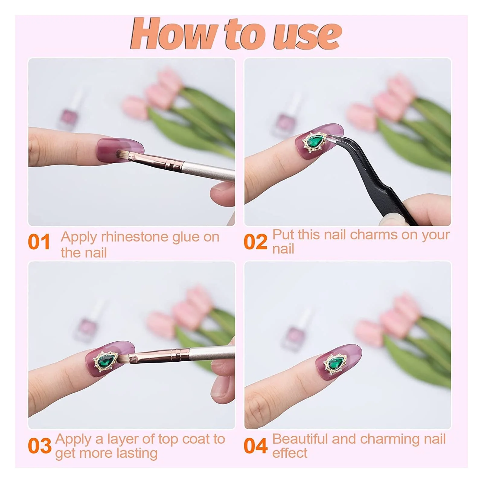 Стрази для нігтів Прикраса для нігтів Серце, 17 шт, золотий сплав, кристали, райдужні, плоска задня частина для DIY, фото №4