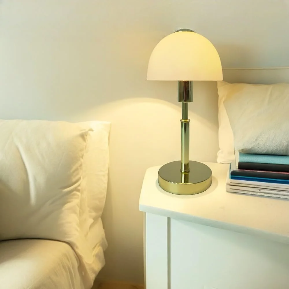 Настільна лампа Dapo MAIOLO Скляна Латунь Біла В 33 см Д 15 см E14, фото №3