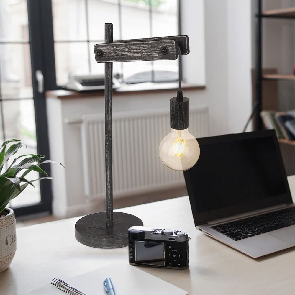 Настольная лампа Retro Writing Table Lamp Metal Black Matt Wood Черная матовая, фото №2