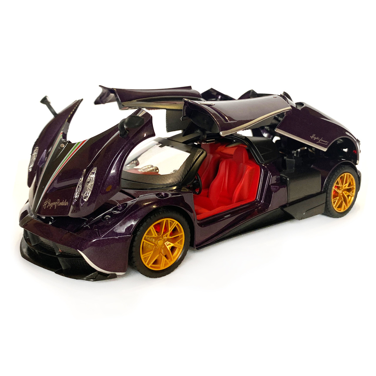 Машинка металлическая игрушечная Pagani huayra Roadster Авто Эксперт 1:24, фиолетовая свет звук инерция, фото №6