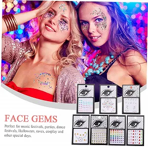 Стразы для лица Beavorty 35 наборов Акриловые стразы для приклеивания для тела для фестивалей Модные украшения для лица для событий synthetic.ua - Фото 1