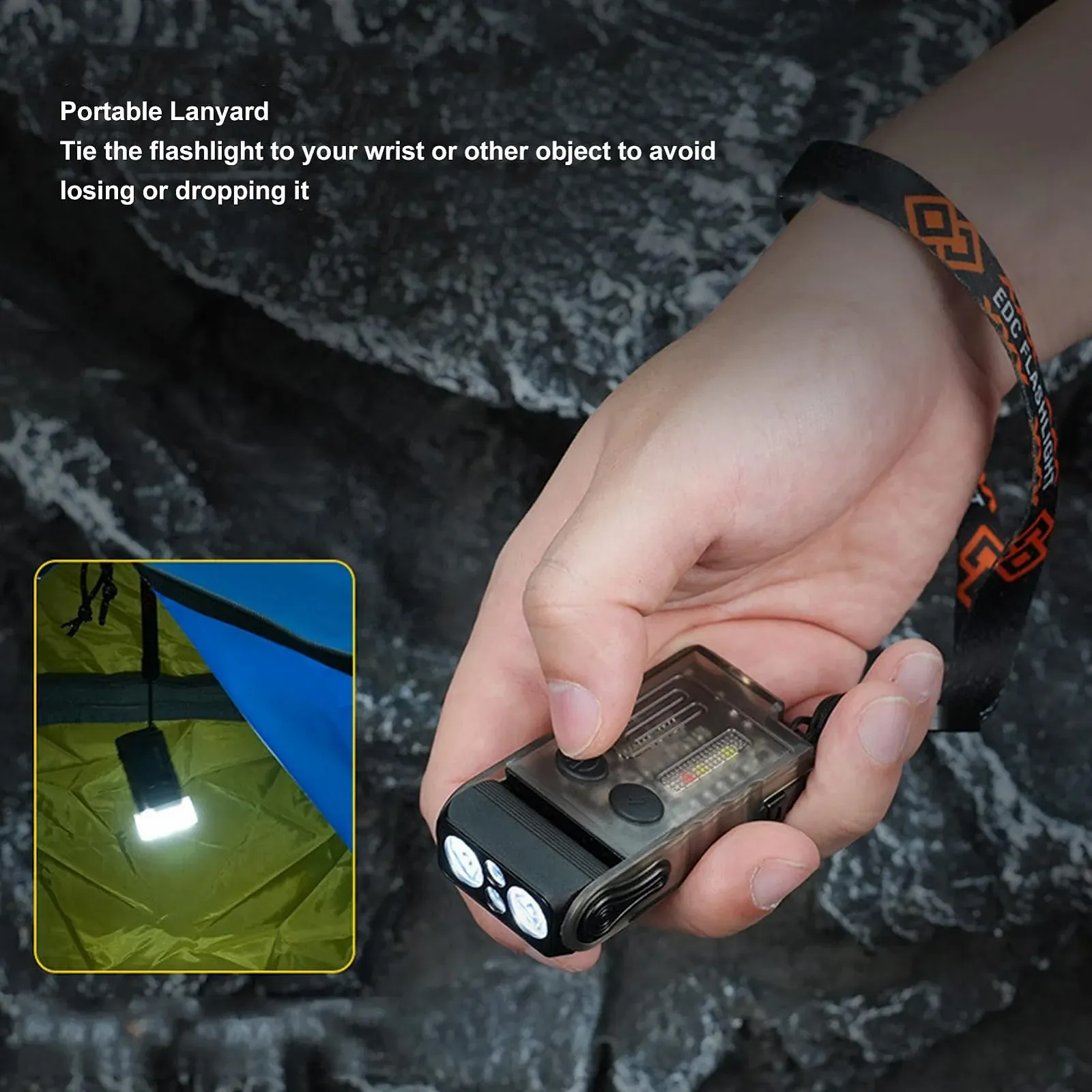 Ліхтарик LED Garosa 800 High Super Bright, тактичний, акумуляторний, 8 режимів, двоколірні кришки лампи та магніт для кемпінгу, походів та надзвичайних ситуацій, фото №2