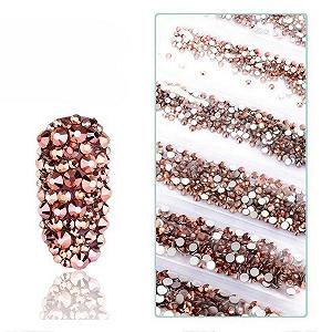Стразы Стекло SS3-SS12 1440 шт Pixie-Nagelkunst Кристалл AB Розовое золото - Фото 1