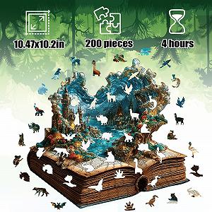 Деревянный пазл Book 200 элементов Уникальная форма животных - Фото 1