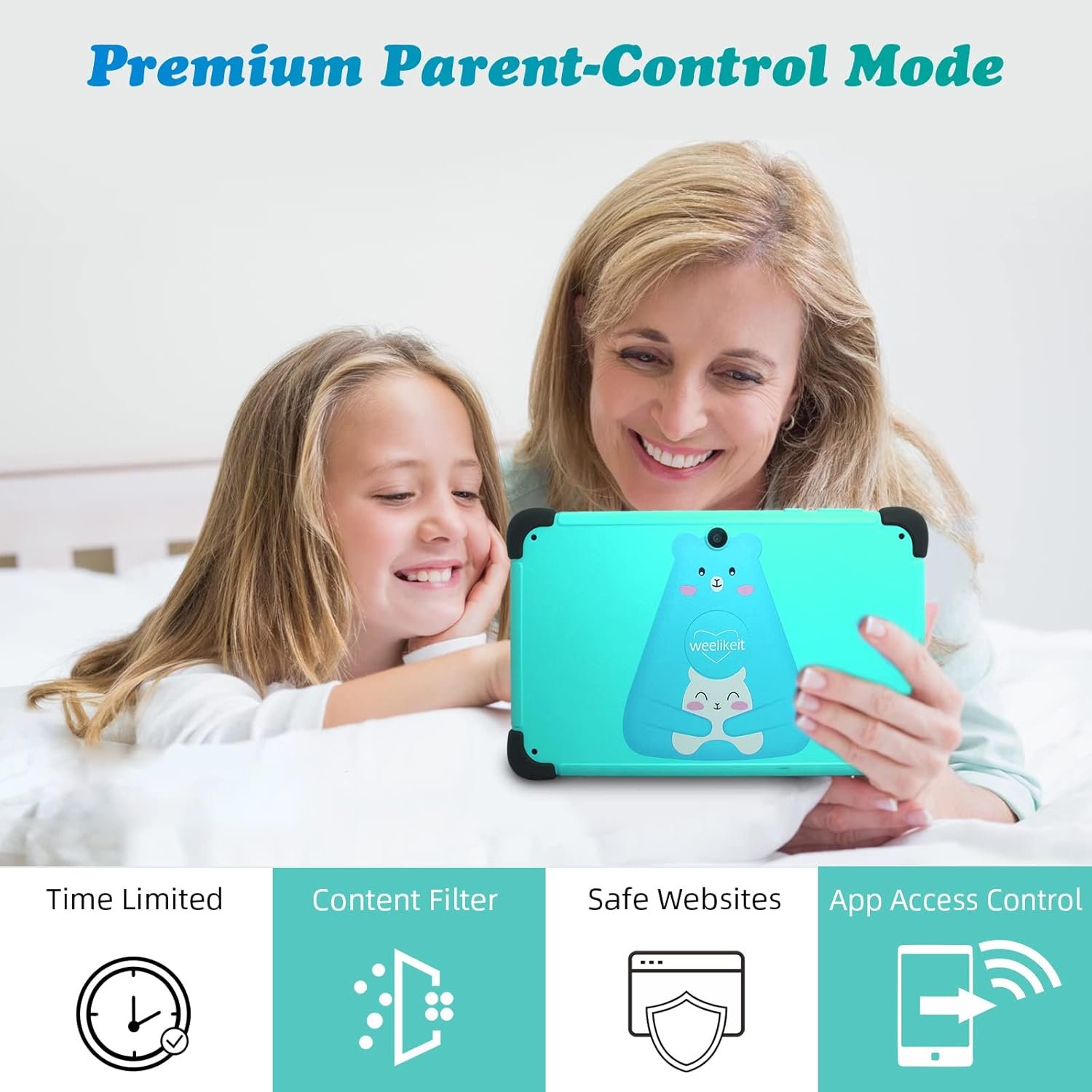 Планшет 8" Weelikeit C85W 2/32GB 4 ядра Android 13 Чорно-зелений, фото №3