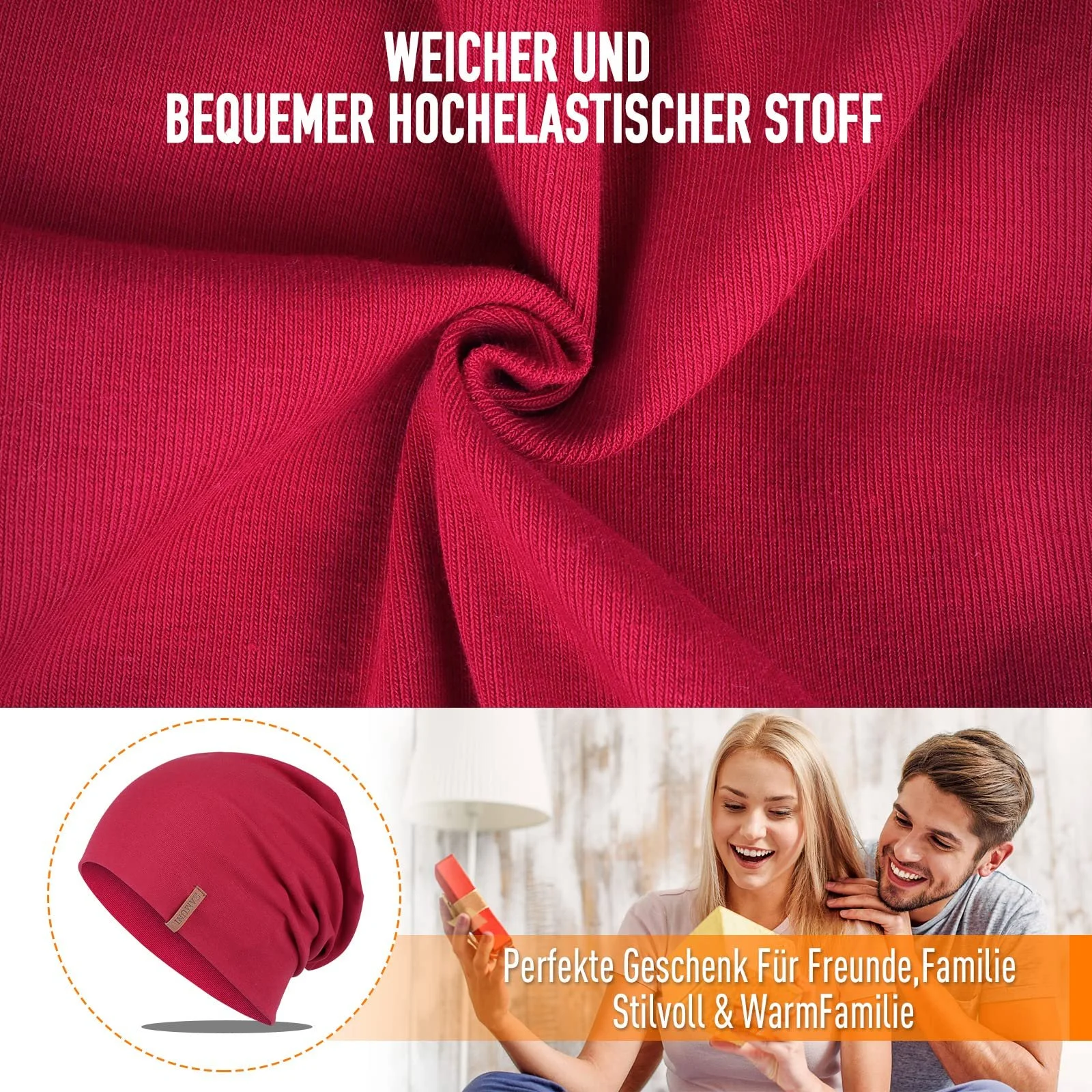 Шапка-бини Slouch, Мягкая хлопковая, фото №4 Шапка-бини Slouch, Мягкая хлопковая, фото №4