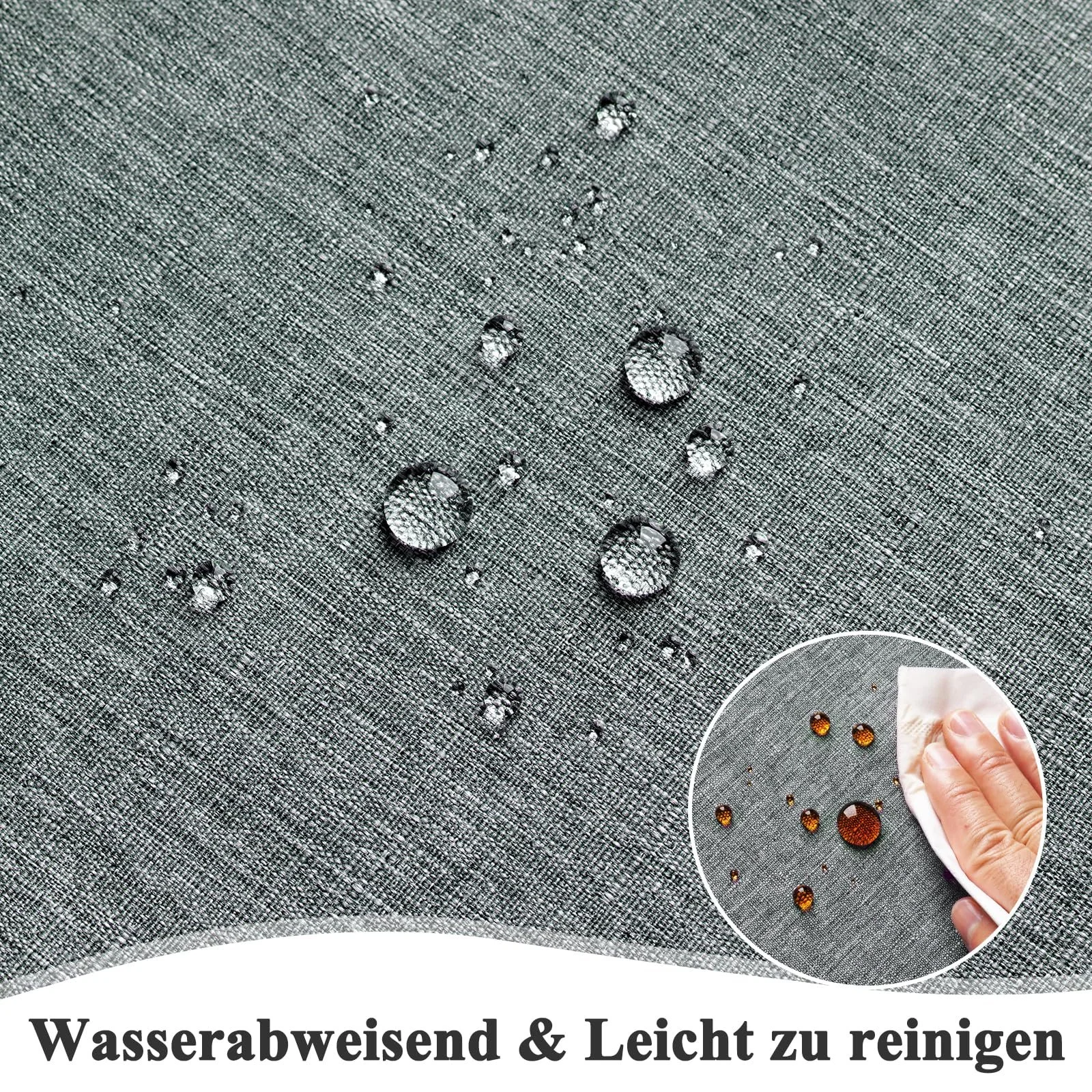 Ранер для столу AooHome Linen Look Washable Polyester Water-Repellent Lotus Effect Grey 40 x 140 см, фото №2