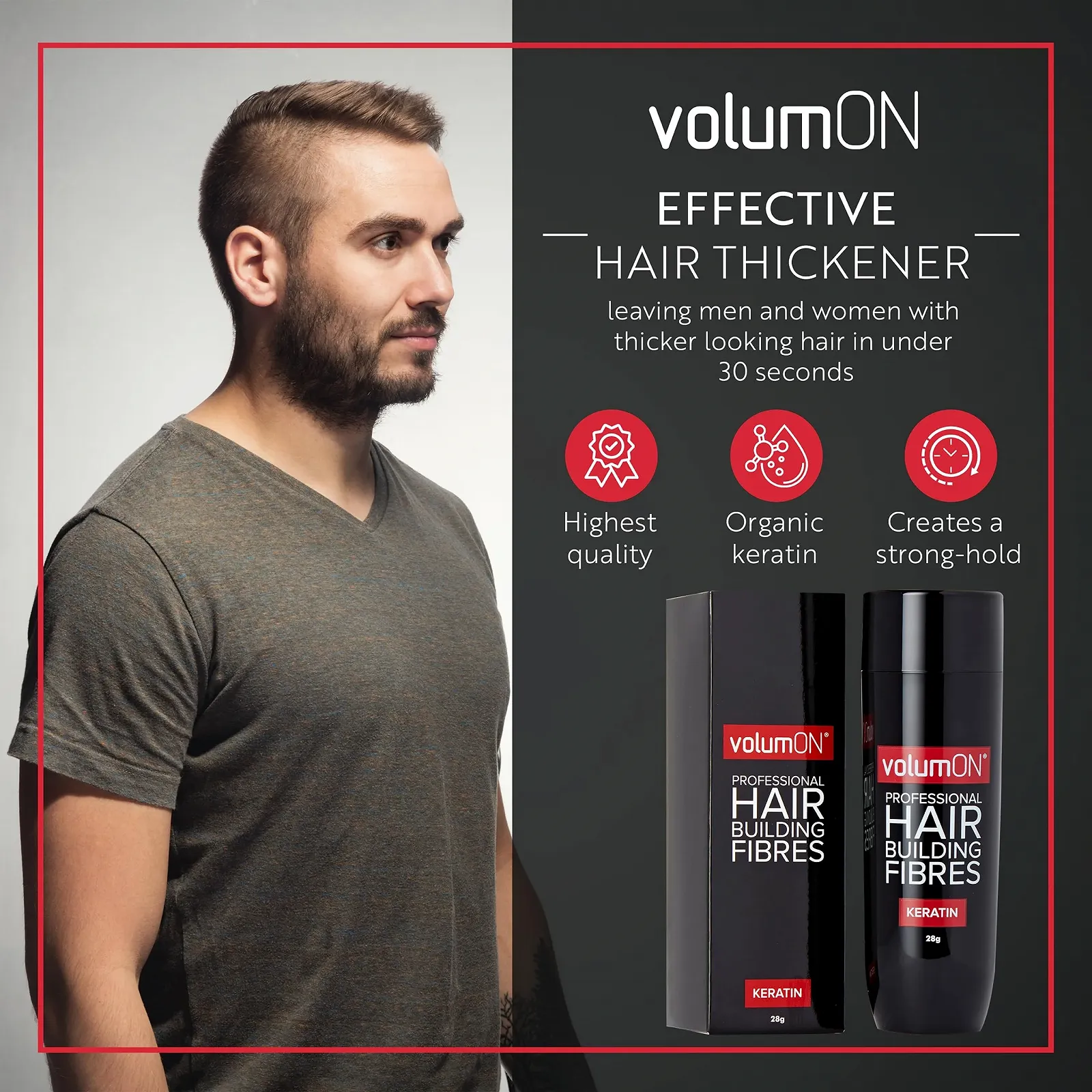 Волокна для волосся VOLUMON Keratin, 28 г x2, Світло-коричневий, фото №3