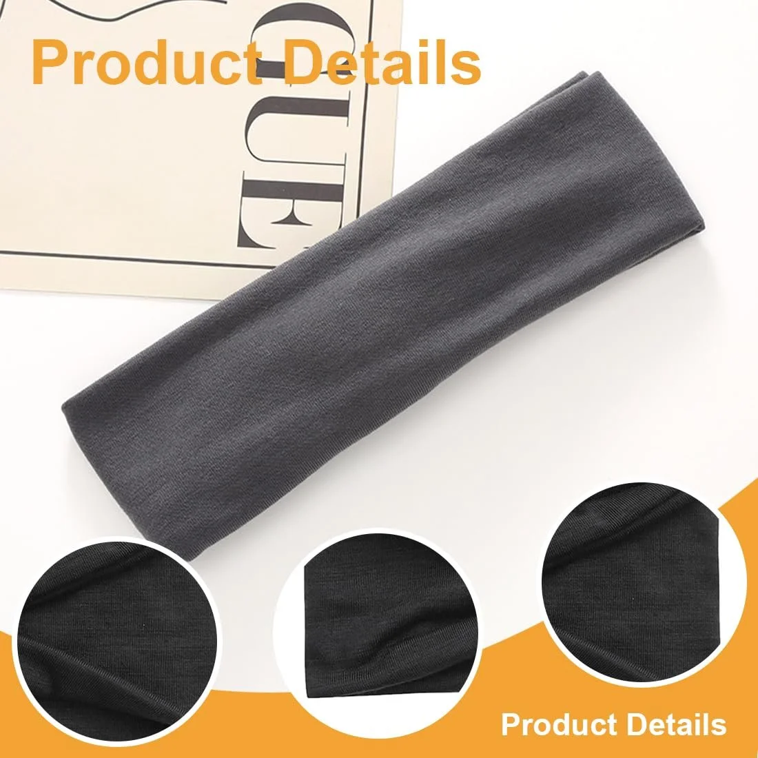 Пов'язка на голову для йоги Еластична Спортивна для бігу та занять у спортзалі (Однотонний колір) 3 шт, фото №3