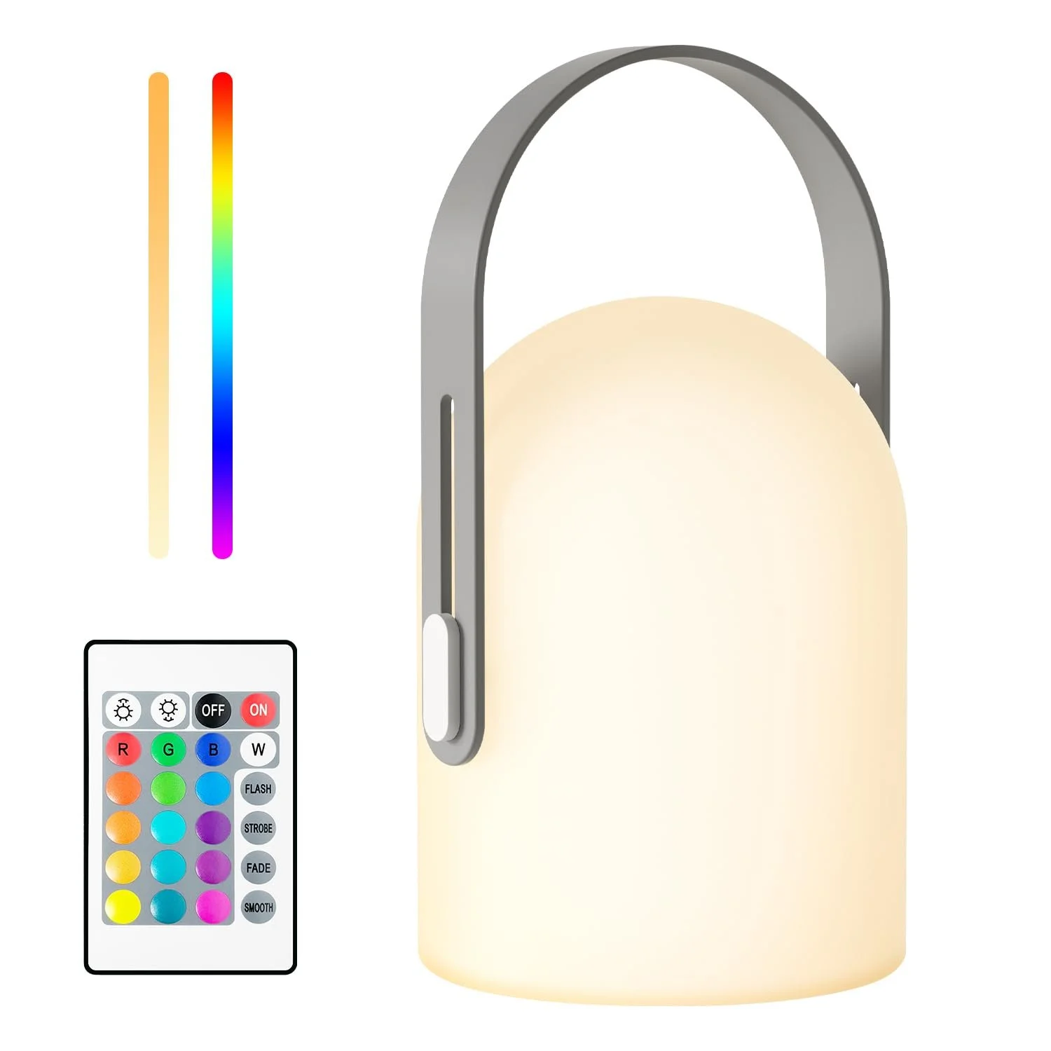 Світлодіодна настільна лампа gabless Бездротова з пультом ДК 16 кольорів IP44 1800 мАг Сіра, фото №1