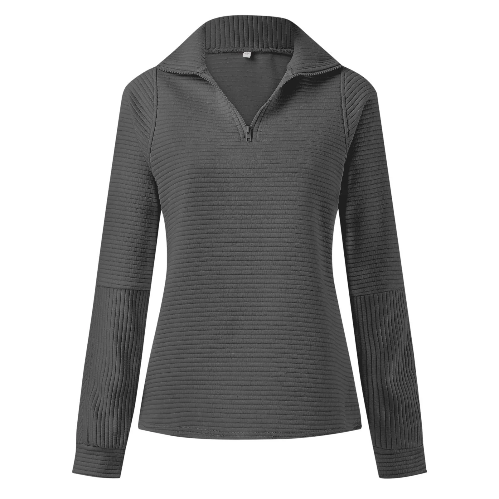 Женский Свитшот на молнии Модный воротник-стойка Длинный рукав Свободный крой Зима Осень, фото №4