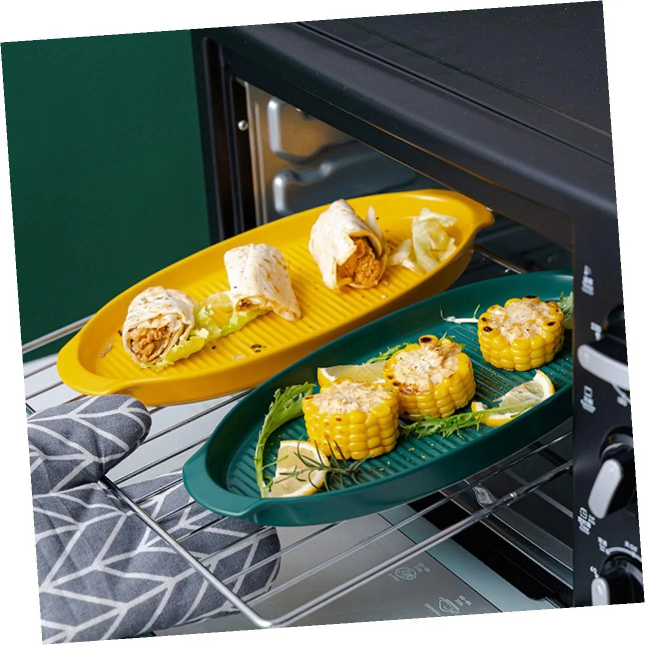 Форма для запікання Keramik овальна з ручками термостійка мала жовта, фото №4