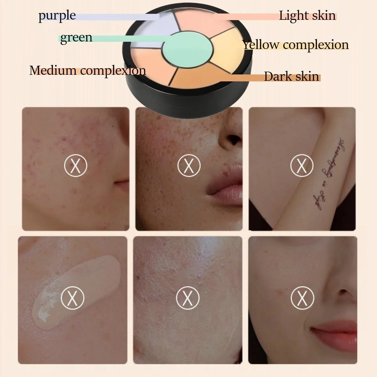 Палетка консилерів KARLOR 6-в-1 Кремовий консилер Коректор кольору, фото №6