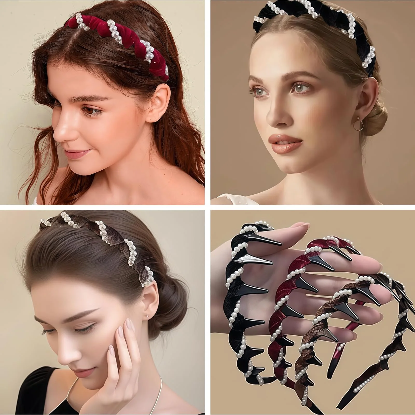 Винтажный набор жемчужных обручей 3 шт, фото №7