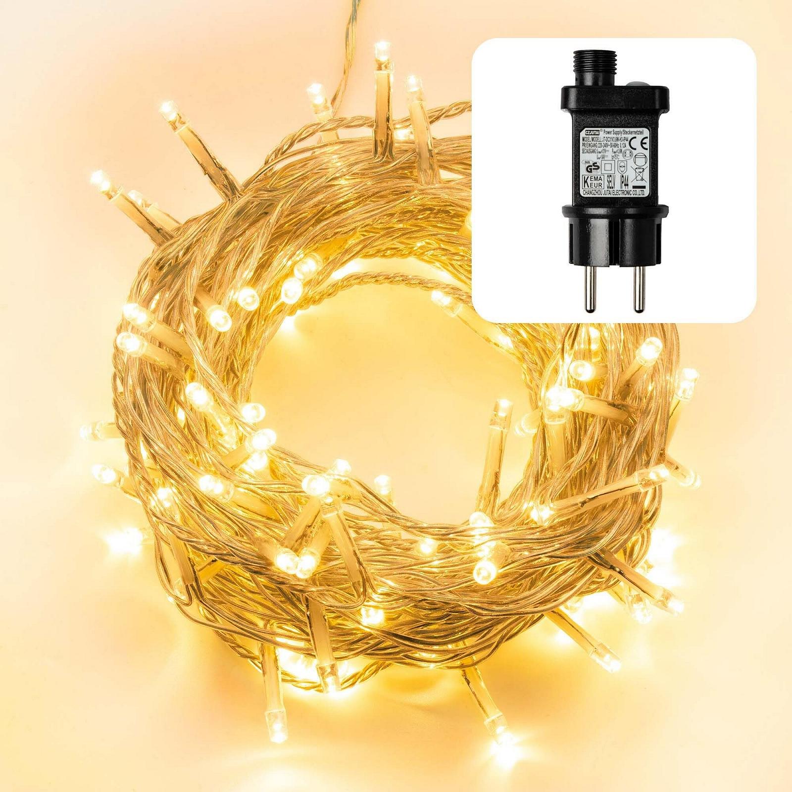 Гірлянда Hellum 150759 LED, 120 теплих білих світлодіодів, 11,90 м, прозорий кабель, фото №1