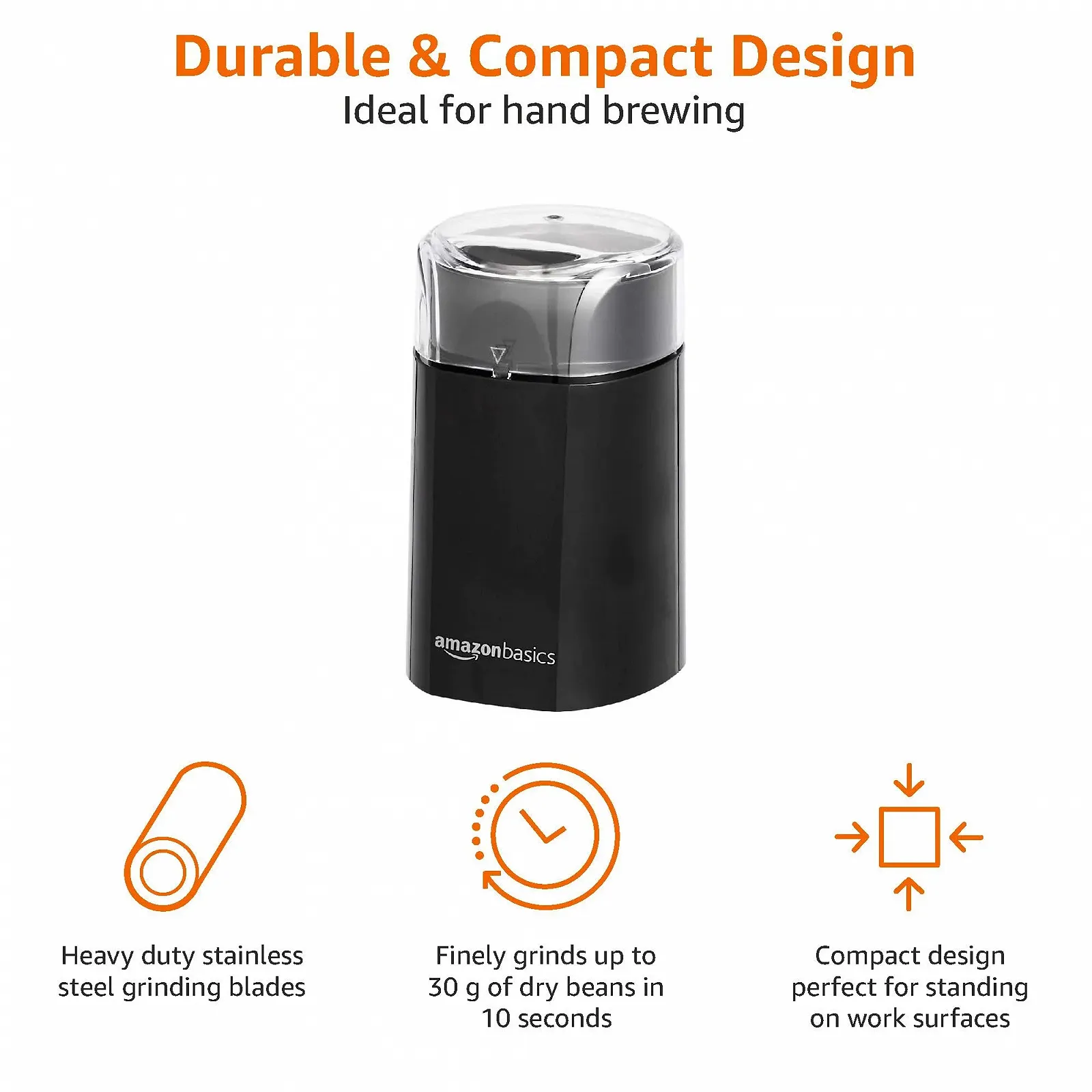 Електрична кавомолка Amazon Basics Black, фото №2 Електрична кавомолка Amazon Basics Black, фото №2