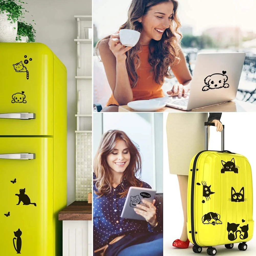 Набір наклейок на вимикач Cat Dog 12 штук Black, фото №5