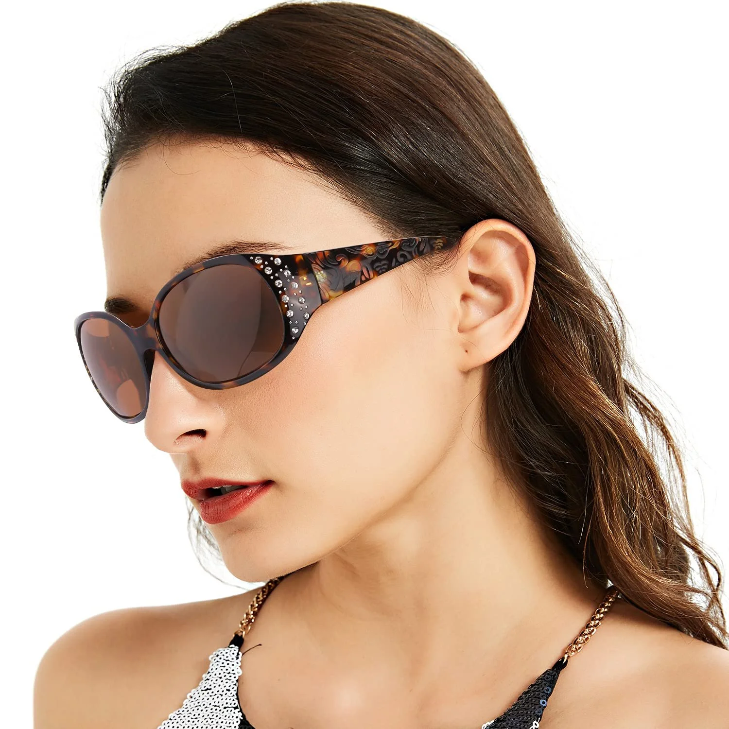 Поляризованные солнцезащитные очки Женские Большие Черные Классические Винтажные, фото №2