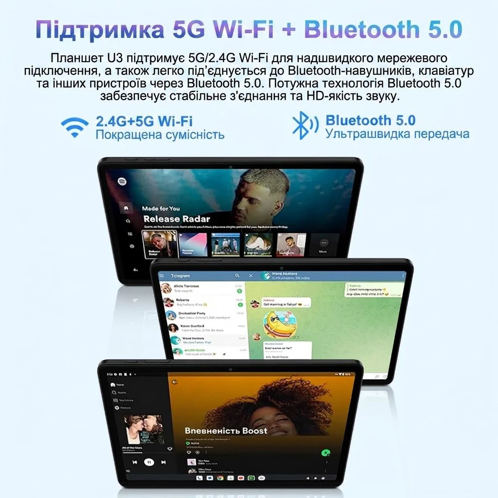 Планшет 10.1" UJJ U3 (6+16)/128ГБ 8 ядер Android 14 8000 mAh Чорний, фото №4