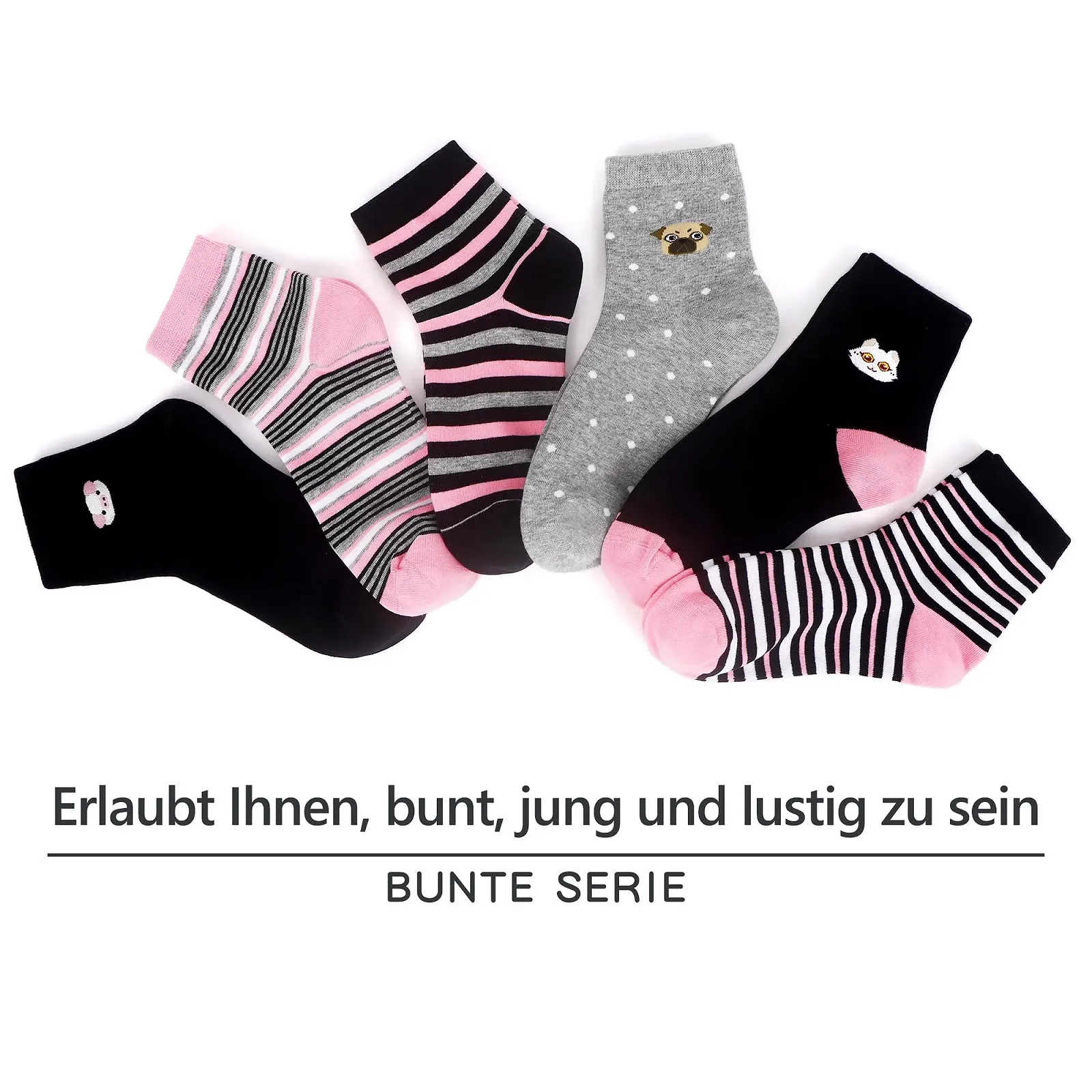 Шкарпетки WeciBor Quarter з малюнком, кольорові, 6 пар, фото №2