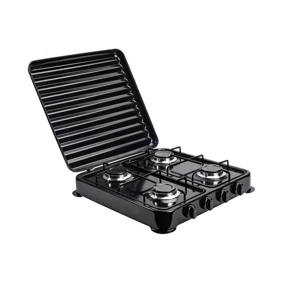 Бытовая газовая плита на 4 конфорки с крышкой Rainberg RB-2227, Настольная для баллонного газа дома, фото №1 Бытовая газовая плита на 4 конфорки с крышкой Rainberg RB-2227, Настольная для баллонного газа дома, фото №1