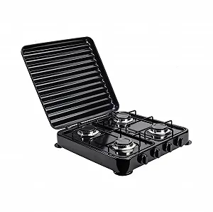 Бытовая газовая плита на 4 конфорки с крышкой Rainberg RB-2227, Настольная для баллонного газа дома - Фото 1