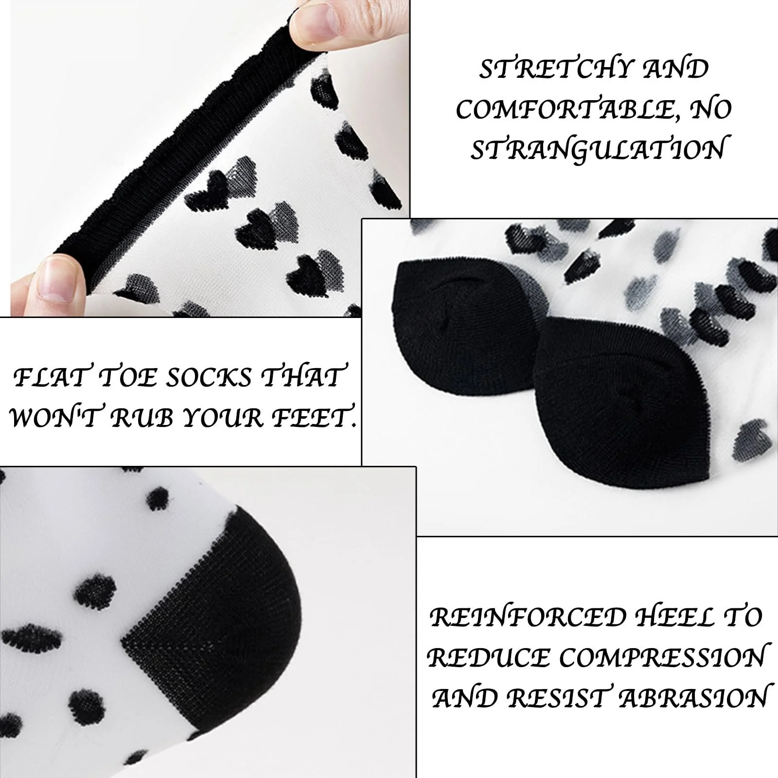 Шкарпетки Прозорі Вінтажні Нейлонові панчохи Чорний, One size fits all, фото №7