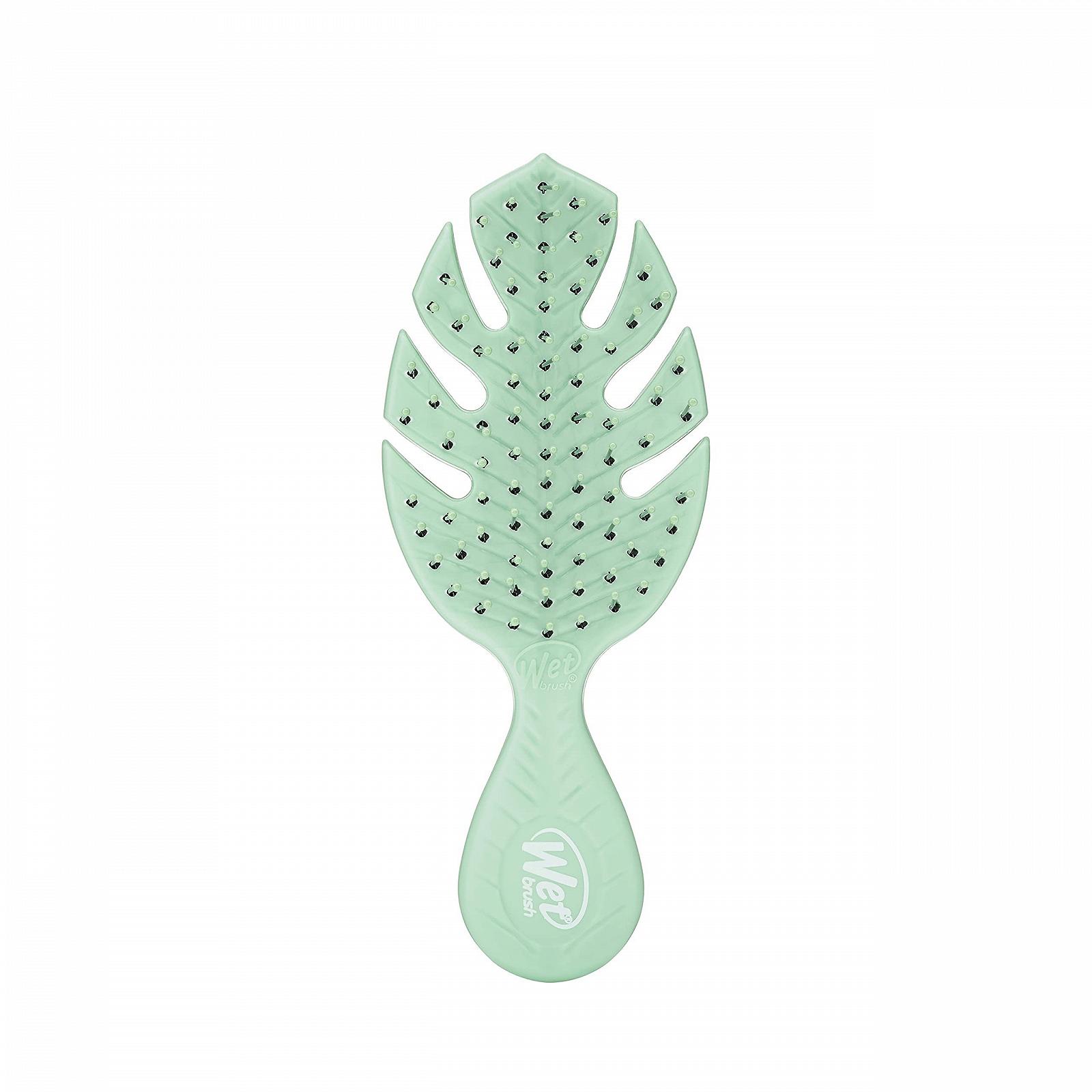 Гребінець Wet Brush Go Green Mini Detangler для волосся, дорожній розмір, ультрам'які щетинки Intelliflex, зелений, фото №1
