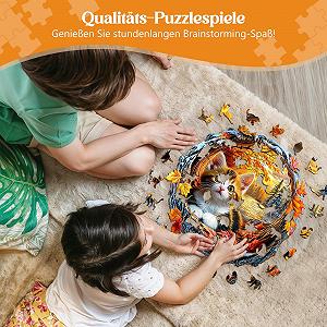 Пазл деревянный Cat in Autumn 280 деталей в подарочной коробке synthetic.ua - Фото 1