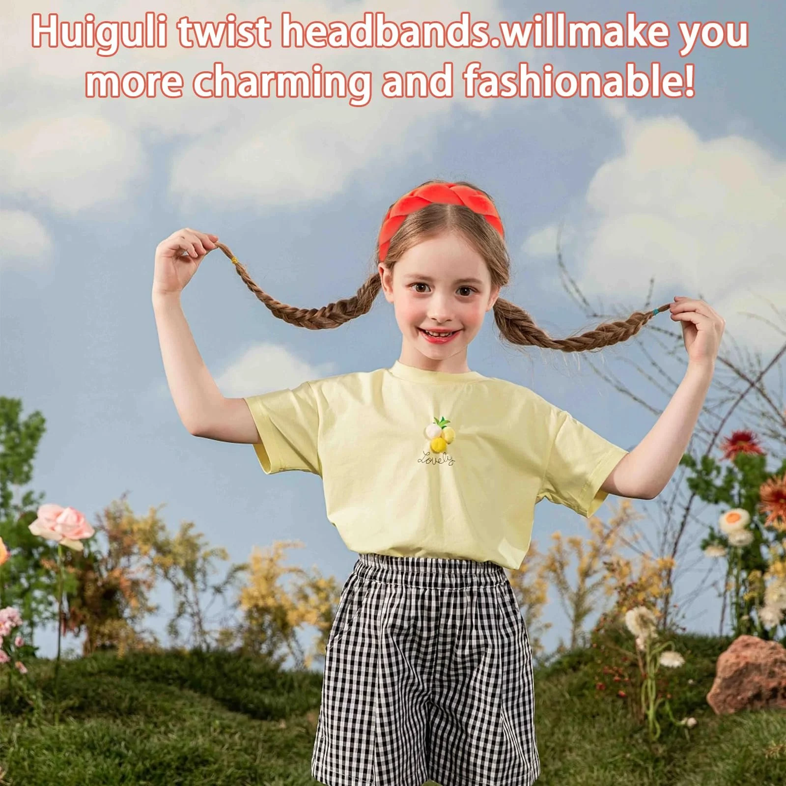 Обруч для волос Бархатный Черный, Оранжевый, фото №4