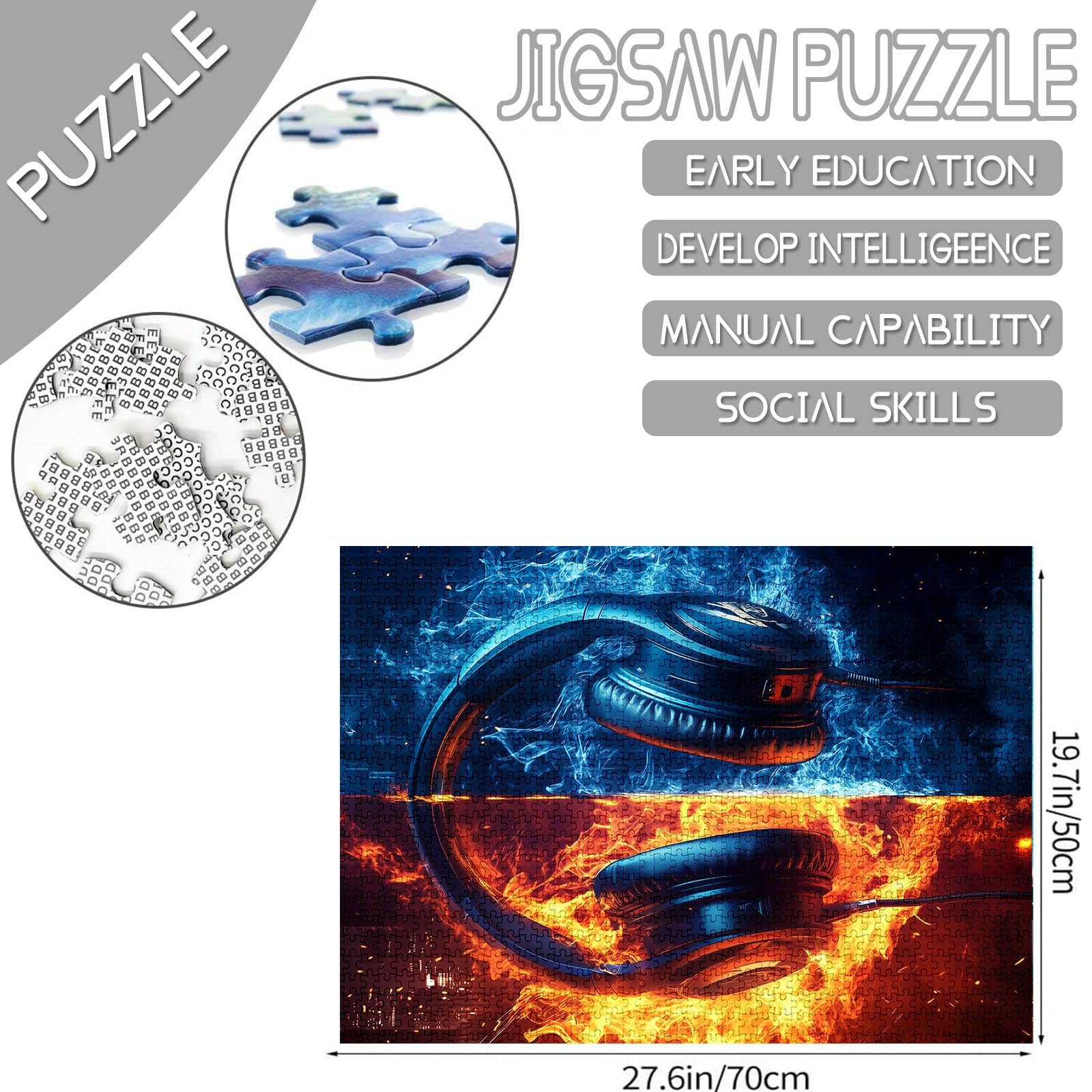 Пазл Ice and Fire Headphones 1000 деталей, фото №1 Пазл Ice and Fire Headphones 1000 деталей, фото №1