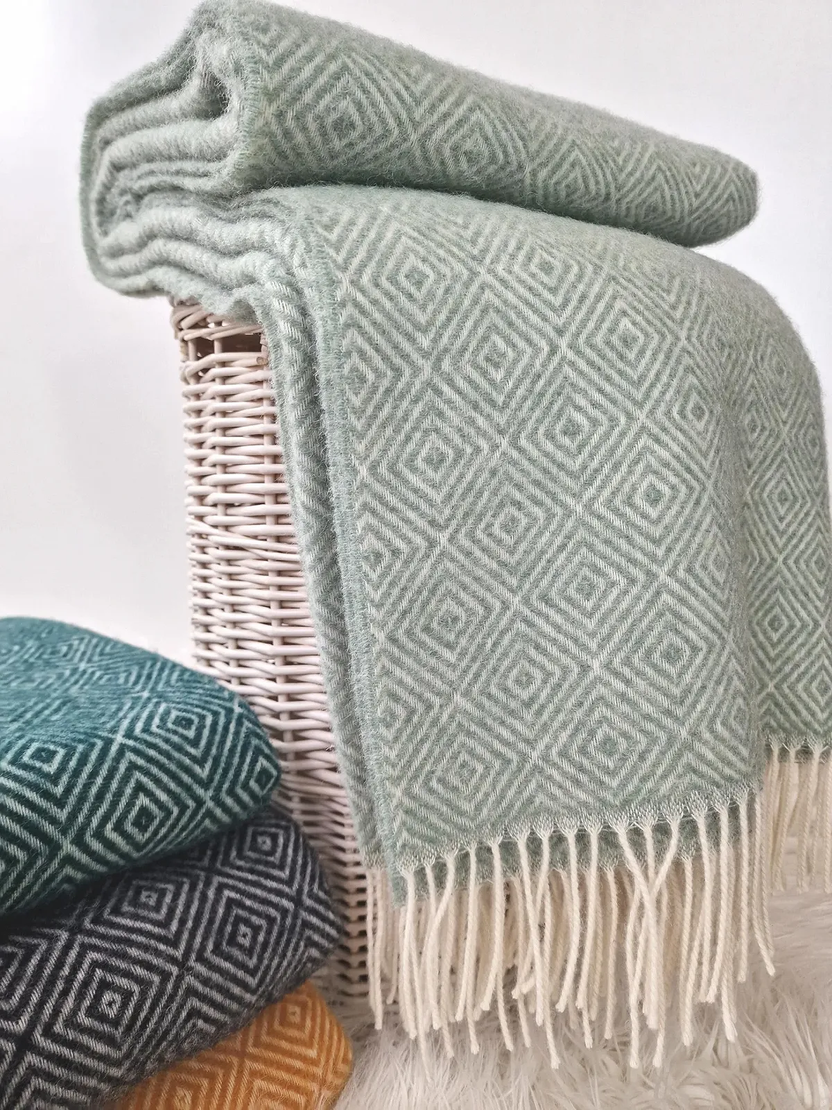 Плед STTS International Wool Tyrol з вовни, 140 x 200 см, світло-оливковий (D-V), фото №3