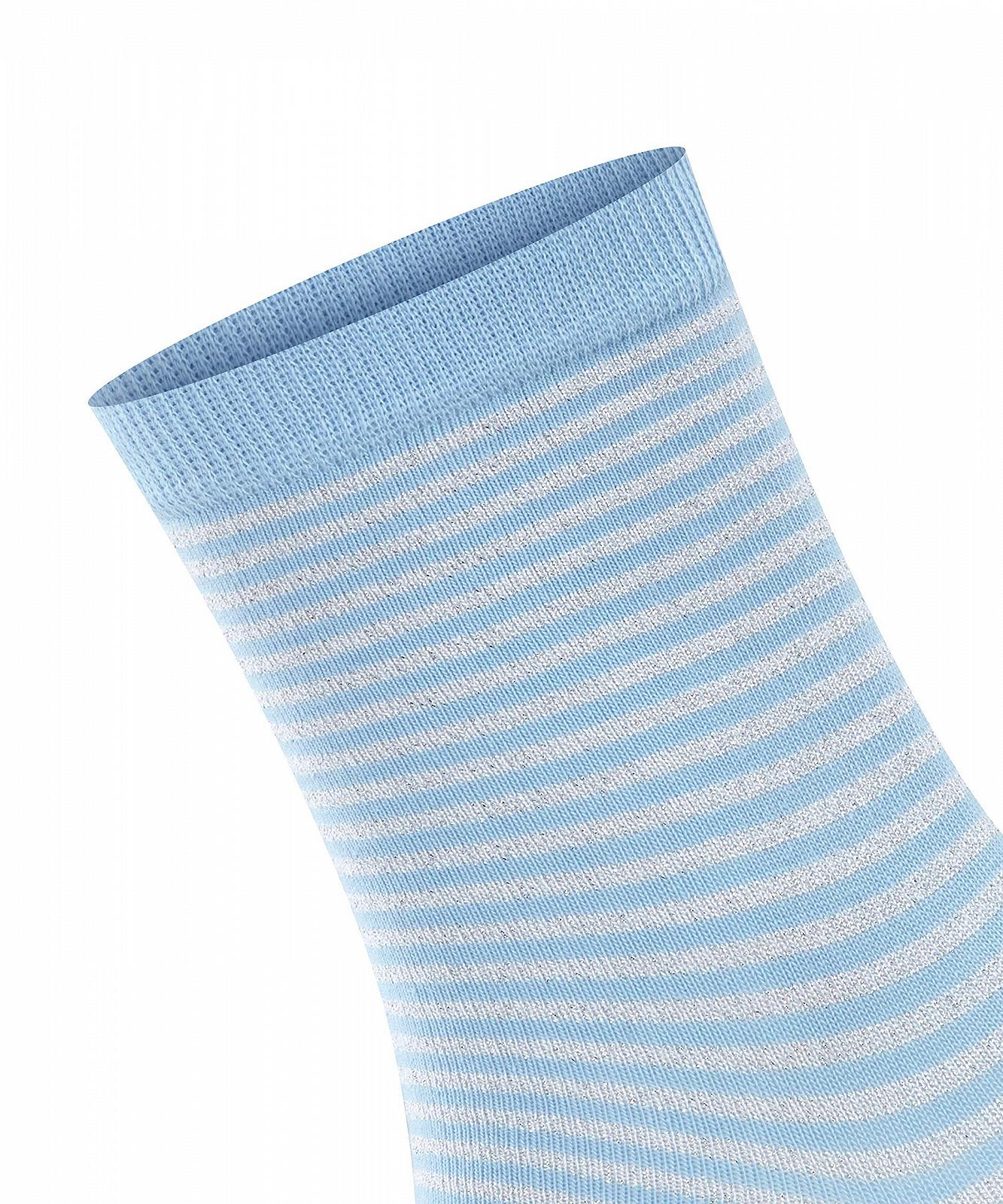 Женские носки Burlington Ladywell Ringlet Хлопок Черный Белый Полосатый Блестящий Голубой (Blue Haze 6291) Размер 36-41, фото №3