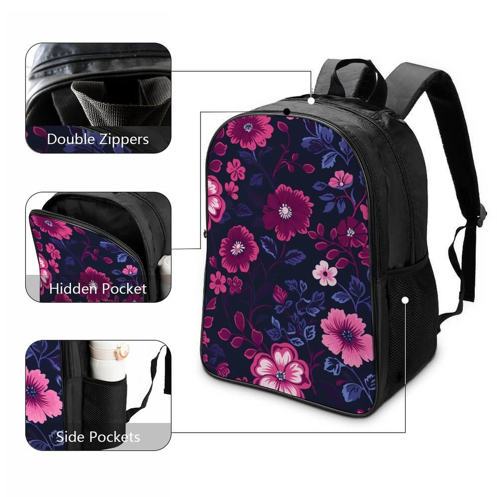 Рюкзак 3D DPEOANEBN Rose для дітей, великі кишені, шкільний ранець, 40x28x16 см, фото №3