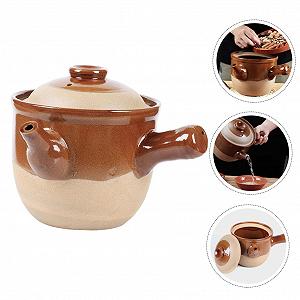 Керамическая кастрюля для тушения 1,5 л с носиком и термоизолированной ручкой Традиционная synthetic.ua - Фото 1