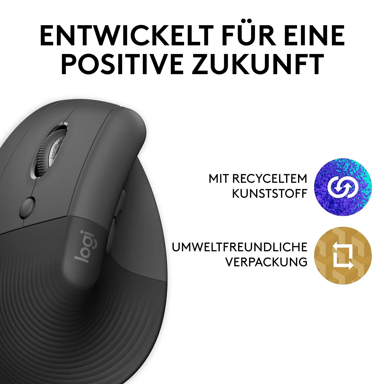 Миша Logitech Lift Vertical Ergonomic Left Handed Wireless Bluetooth або Logi Bolt USB Graphite, фото №7 Миша Logitech Lift Vertical Ergonomic Left Handed Wireless Bluetooth або Logi Bolt USB Graphite, фото №7