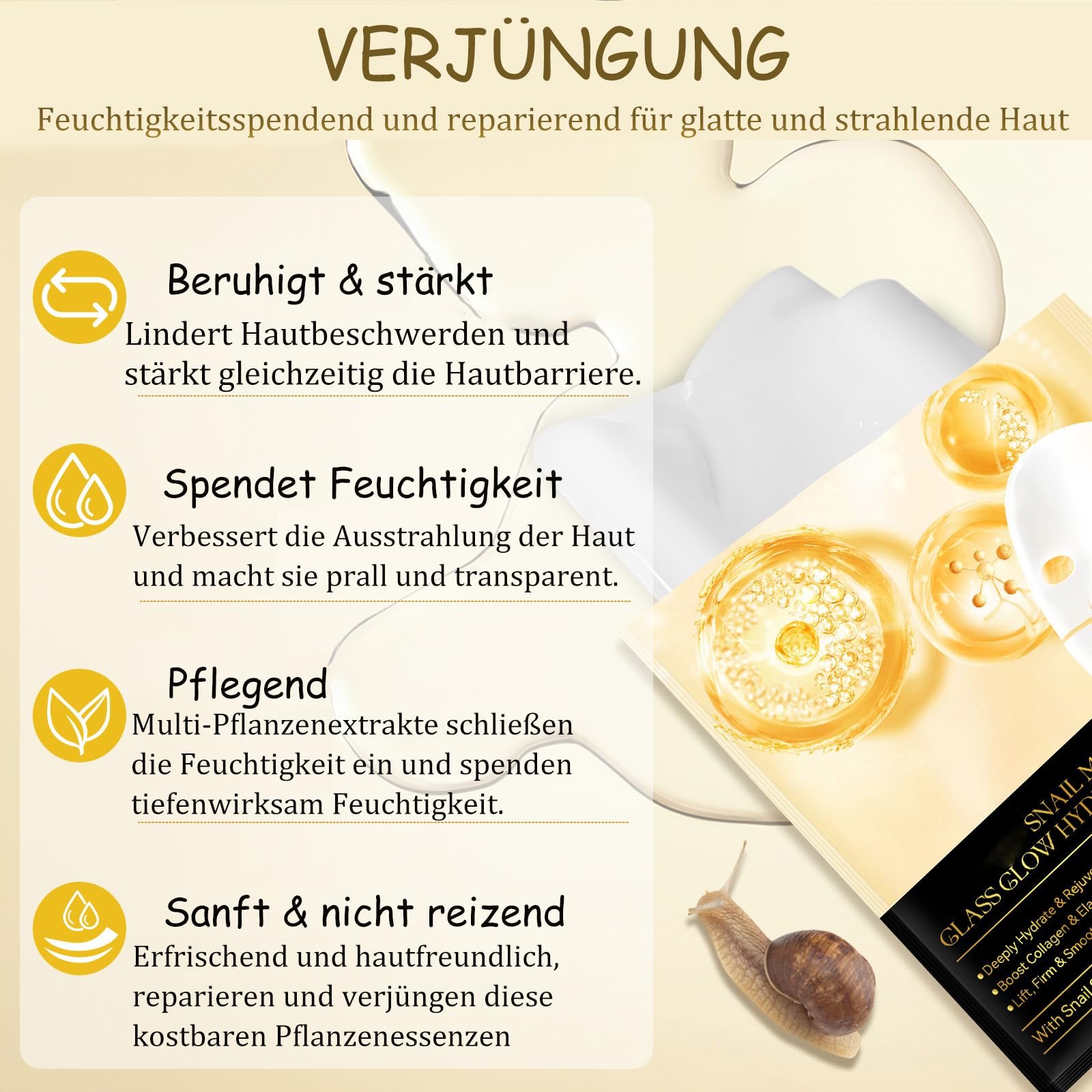 Гідрогелева маска для обличчя Snail Mucin Glass Glow, 4 шт, фото №5