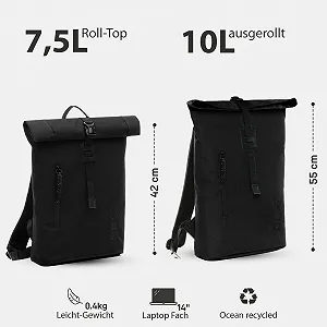 Рюкзак SONS OF ALOHA Alani Roll-Top Slim & Small Daypack 14 дюймів Black synthetic.ua - Фото 1