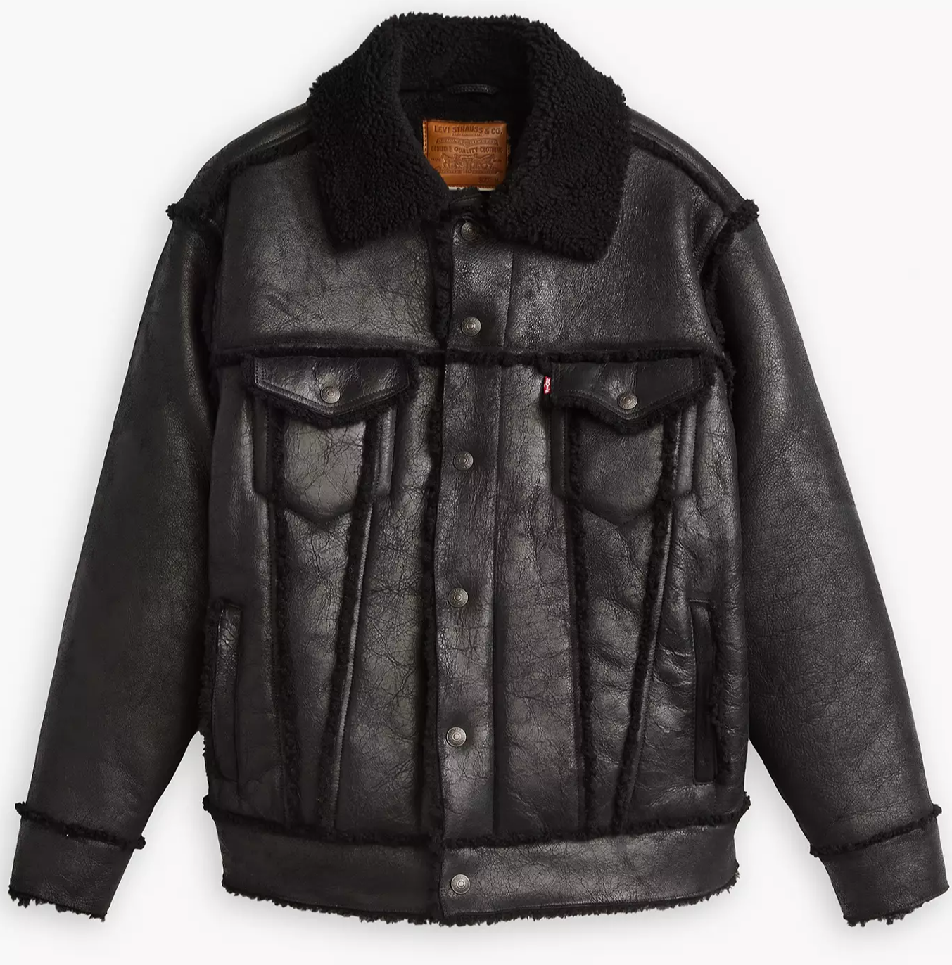 Чоловіча шкіряна куртка Levis - Shearling Trucker Goliath Sherpa - XL, фото №5