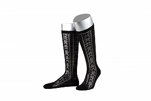 Гольфы Lusana С Ажурным Узором, Пяткой и Кружевным Усилением L6583, Черный (01) - Фото 1