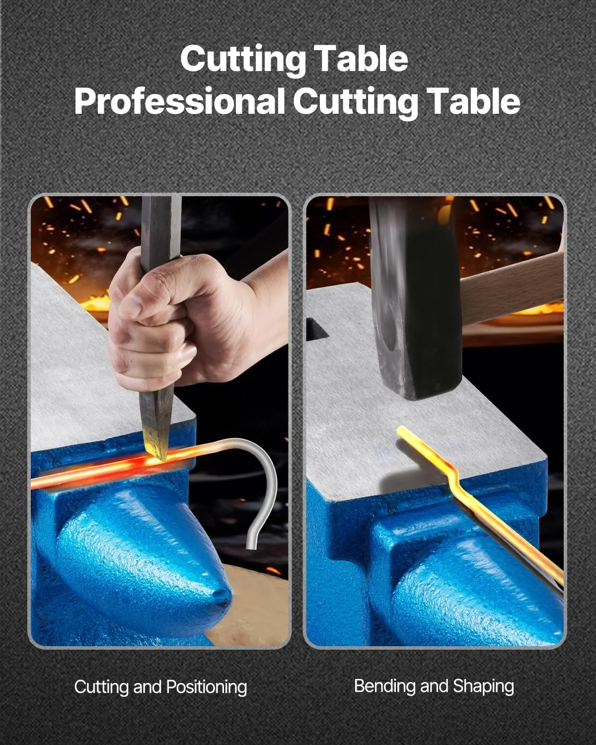 Ковадло VEVOR / 24.9 кг / Міцний чавун / З рогом / Синє, фото №7 Ковадло VEVOR / 24.9 кг / Міцний чавун / З рогом / Синє, фото №7