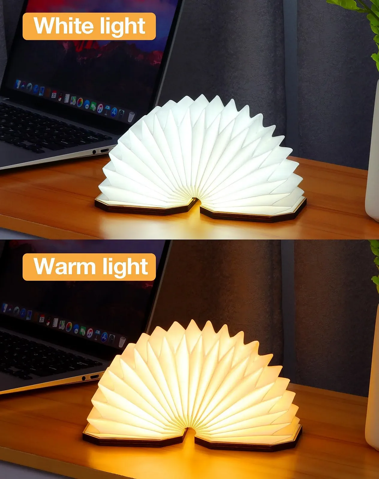 Настільна лампа Originalità Pieghevole Lampada a Fisarmonica LED USB дерево горіх, фото №6