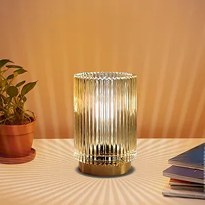 Настільна лампа Бездротова Скляна Акумуляторна Бурштиновий - Фото 1