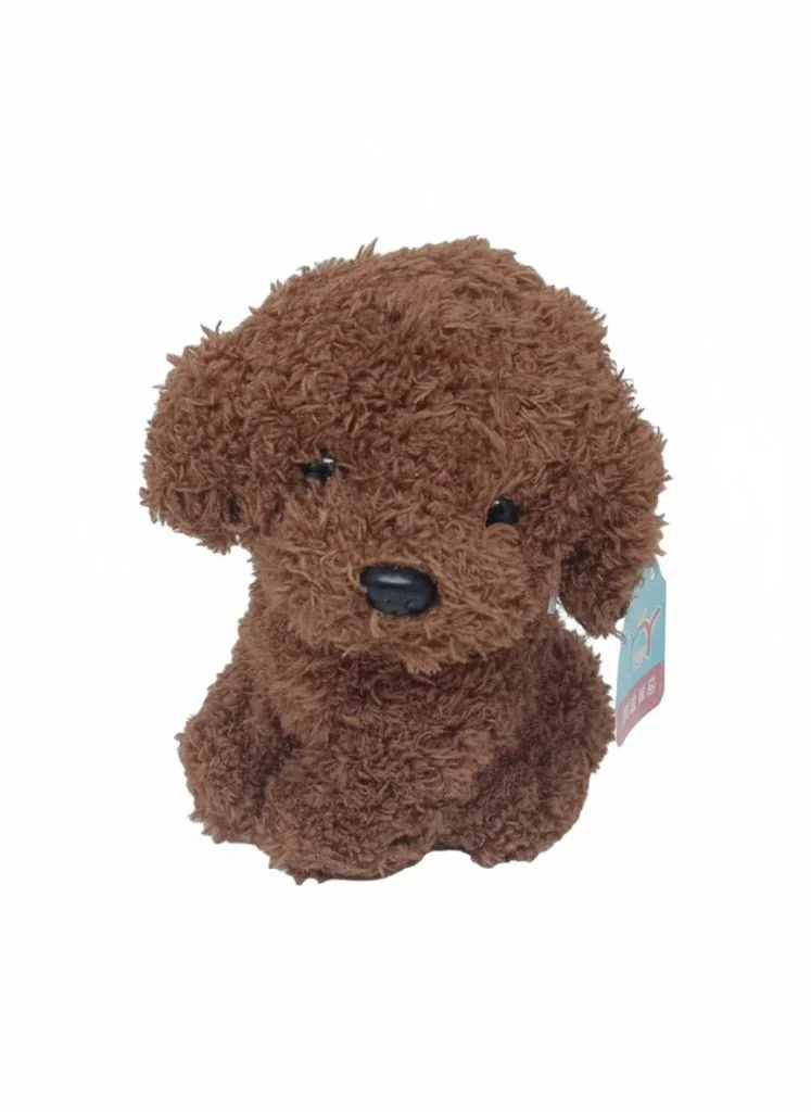 М'яка іграшка собака Мальтипу Maltipoo кучеряве щеня з нашийником коричневий 23 см, фото №3