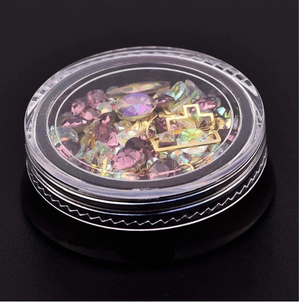 Стразы для ногтей, набор, кристаллы, жемчуг, блестки, неровная форма, фото №8