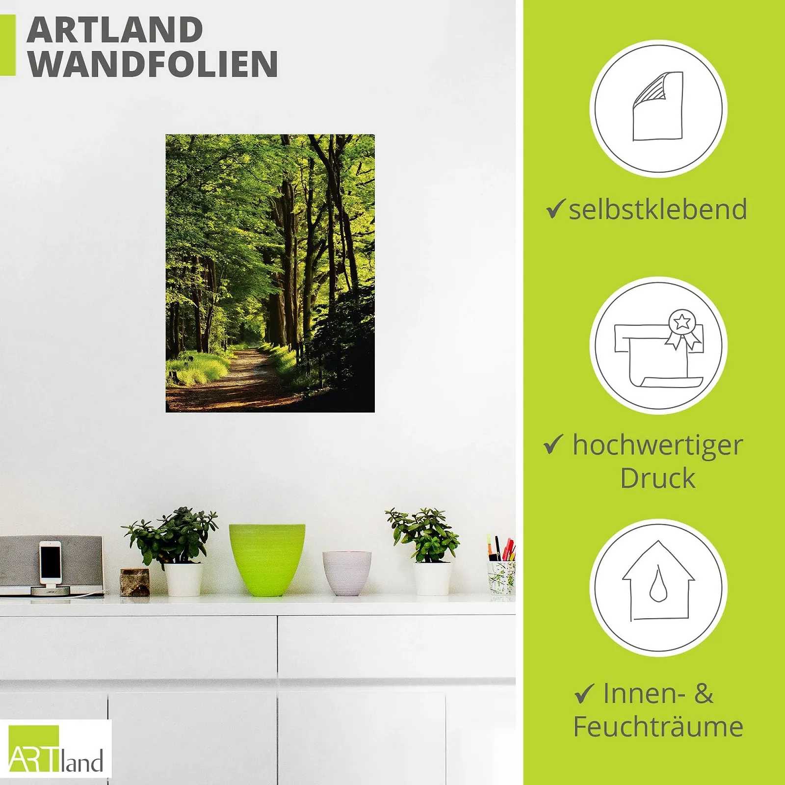 Наклейка на стіну ARTland T1UC Forest Nature 60 x 80 см, фото №3