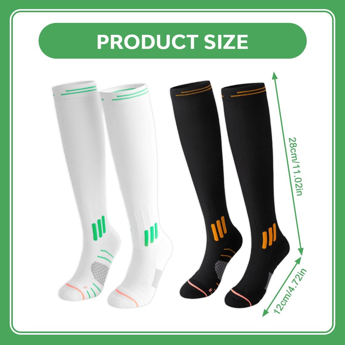 Компресійні шкарпетки 2 пари Чорний + Білий, фото №6