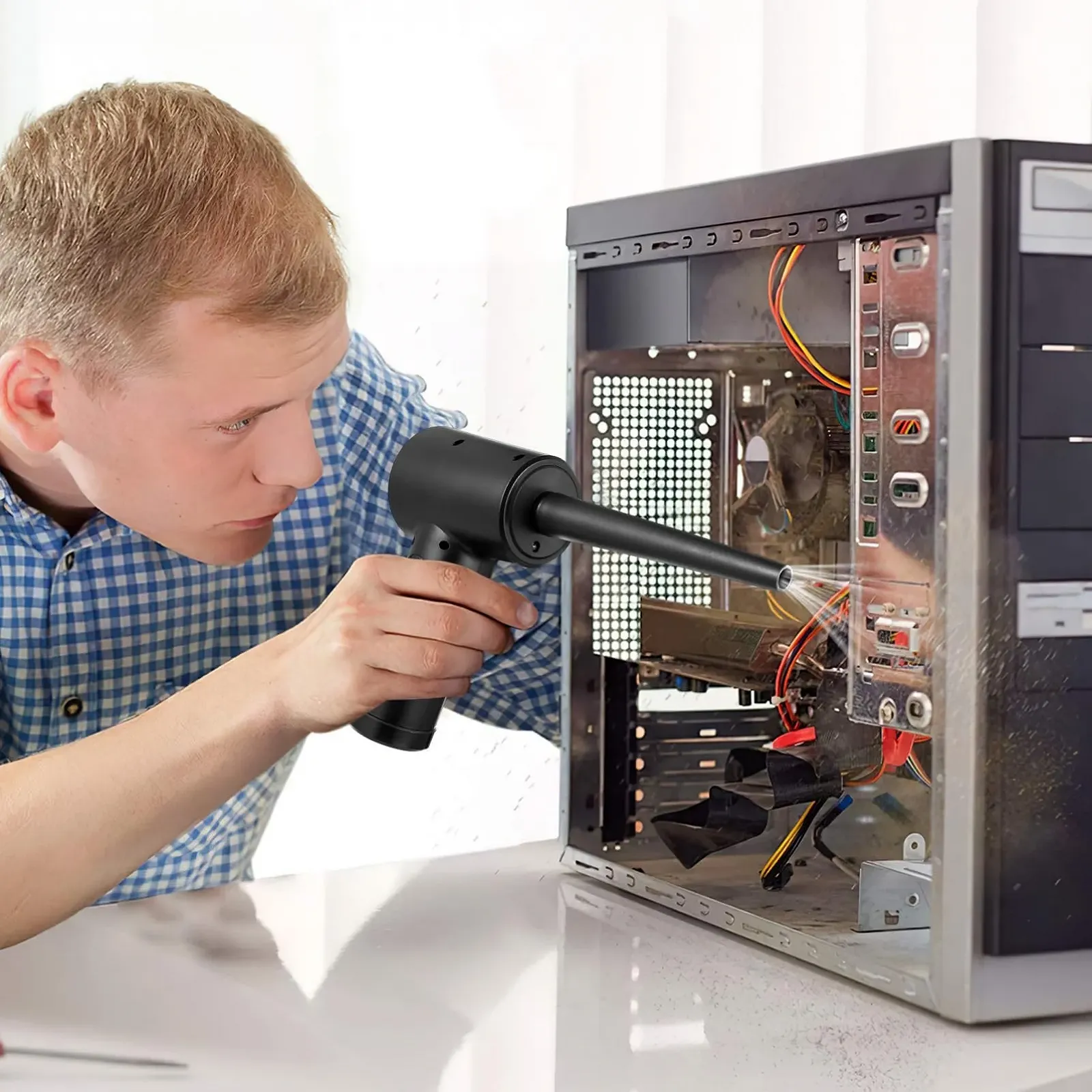 Электрическая воздуходувка Homoyoyo Портативная Беспроводная для компьютера и электроники Аккумуляторная, фото №3