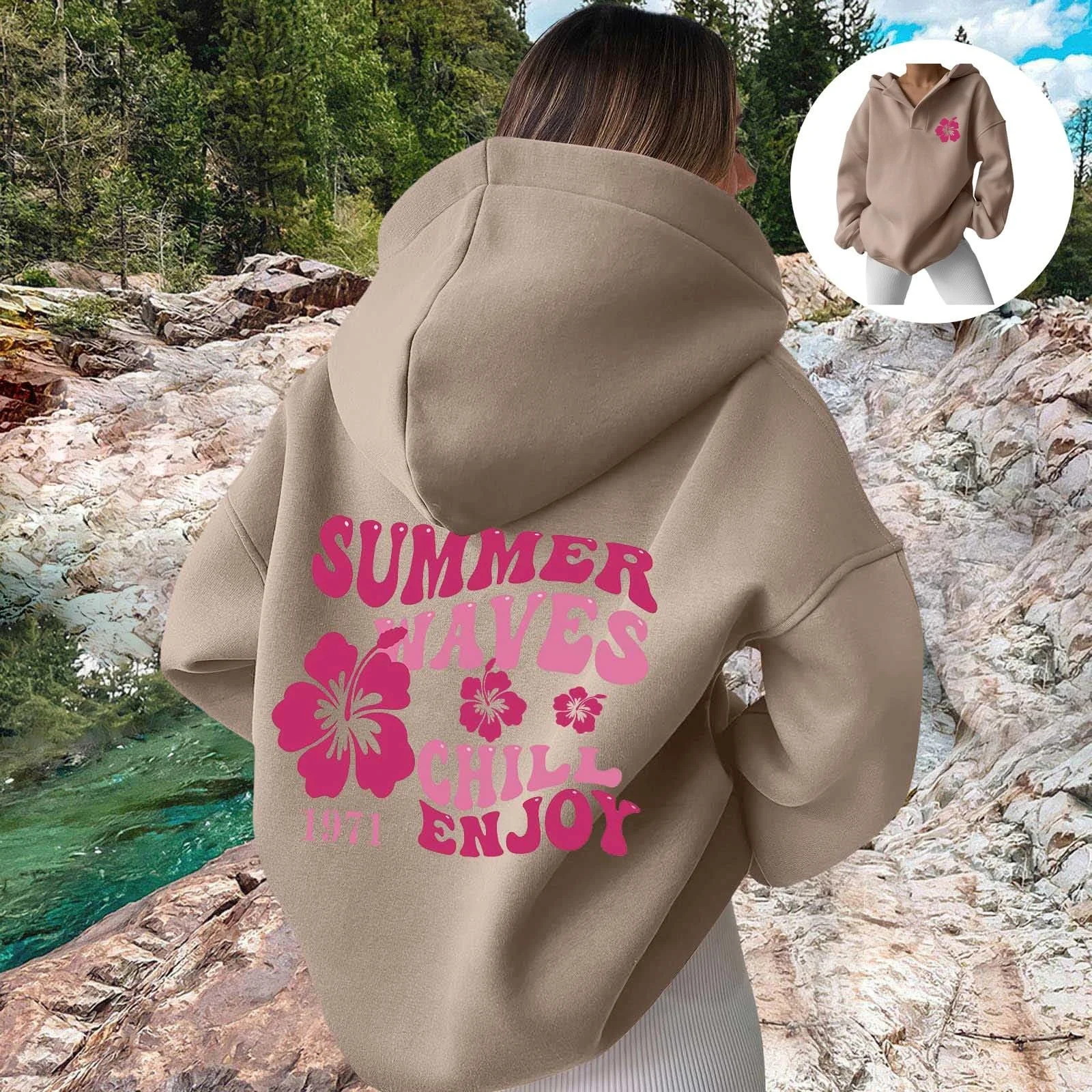 Худі Generisch Oversize з принтом на спині, мішкуватий, фото №3